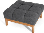 Tufted Gray Fabric Square Ottoman – ottoman (view 8) | Roost & Roam