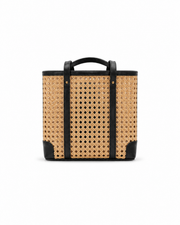 Leather and Rattan Cane Tote Bag
