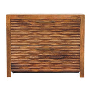 Wave-Carved Mango Wood Shoe Cabinet