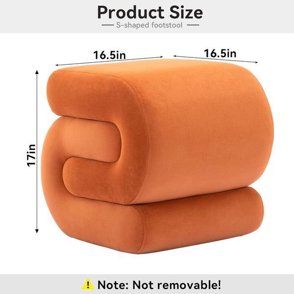 Velvet S-Curve Upholstered Ottoman – ottoman (view 2) | Roost & Roam