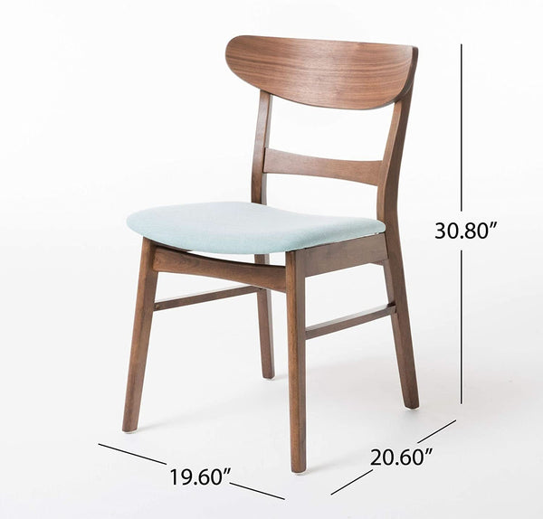 Mid-Century Upholstered Wood Dining Chairs Set of 4