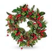 Magnolia, Pine & Holly Berry Wreath, 24 in
