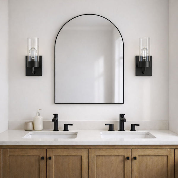 Black & Clear Glass Wall Sconce
