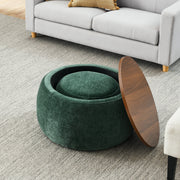 Chenille Round Storage Ottoman Coffee Table — alternate view or variant option
