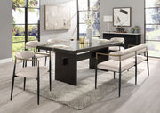 Open-Back Upholstered Dining Armchair Set — close-up of label and production detail