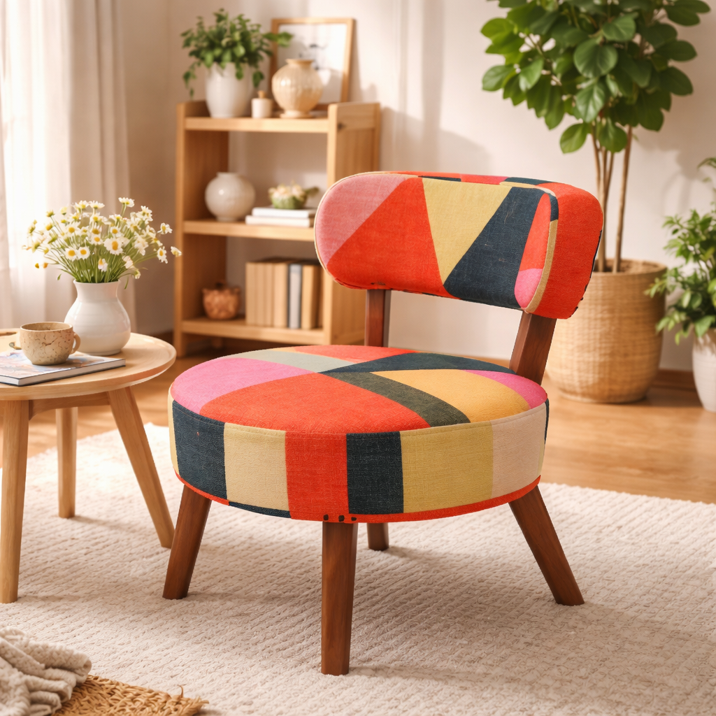 Geometric Print Cotton Accent Chair