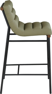 Olive Vegan Leather Channel-Tufted Counter Stool