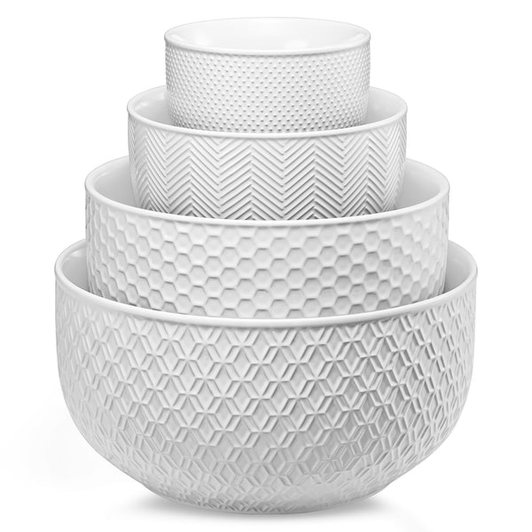 Embossed Stoneware Nesting Bowl Set