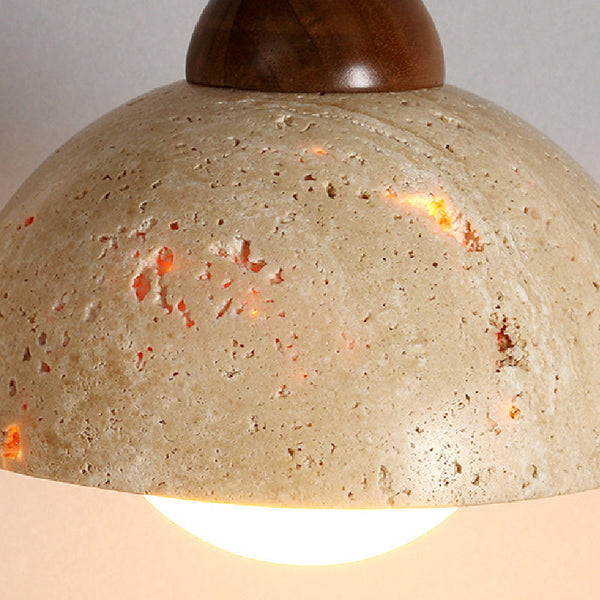 Stone-Finish Dome Pendant Light