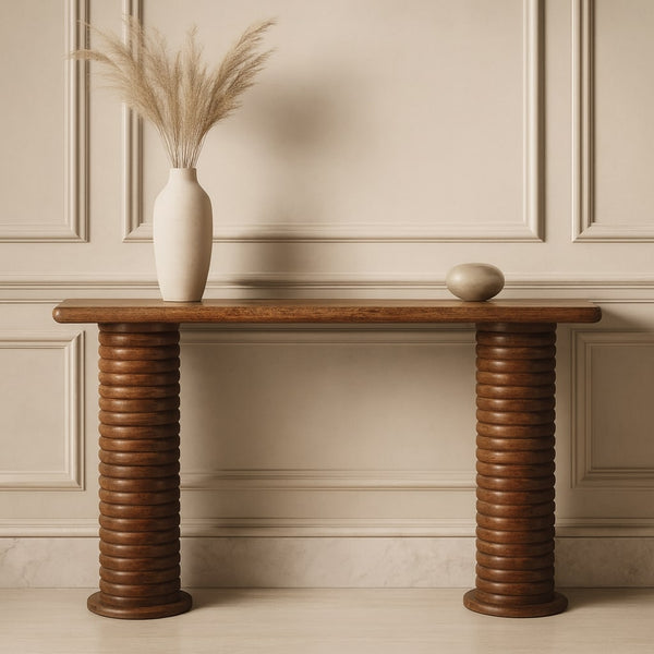 Sculpted Column Mango Wood Console Table