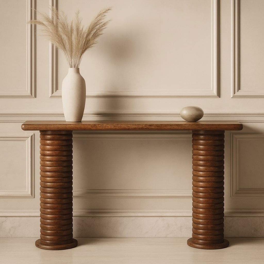 Sculpted Column Mango Wood Console Table