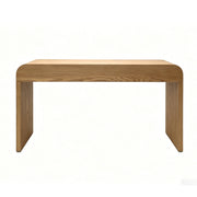 Walnut Finish Curved Console Table, 3-Drawer