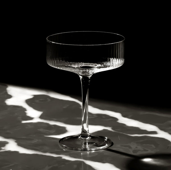 Ribbed Clear Coupe Cocktail Glass