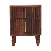 Fluted Mango Wood Two-Drawer Nightstand