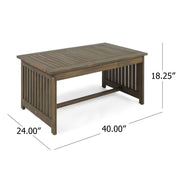 Slatted Acacia Outdoor Coffee Table — scale reference and proportion detail