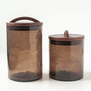 Smoked Recycled Glass Storage Canister