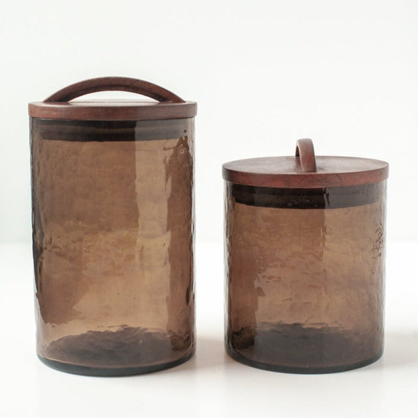 Smoked Recycled Glass Storage Canister