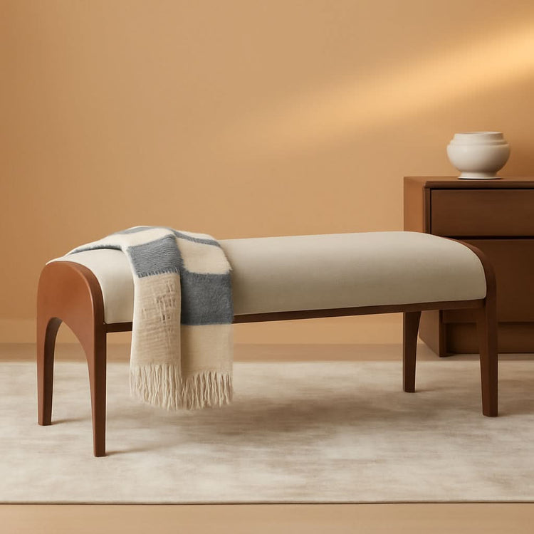 Sherpa Upholstered Arch-Leg Bench – ottoman | Roost & Roam