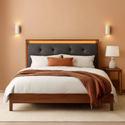 Upholstered King Bed Frame With LED and Charging
