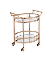 Rose Gold Glass Two-Shelf Bar Cart