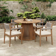 Acacia Wood Rope-Weave Outdoor Dining Set