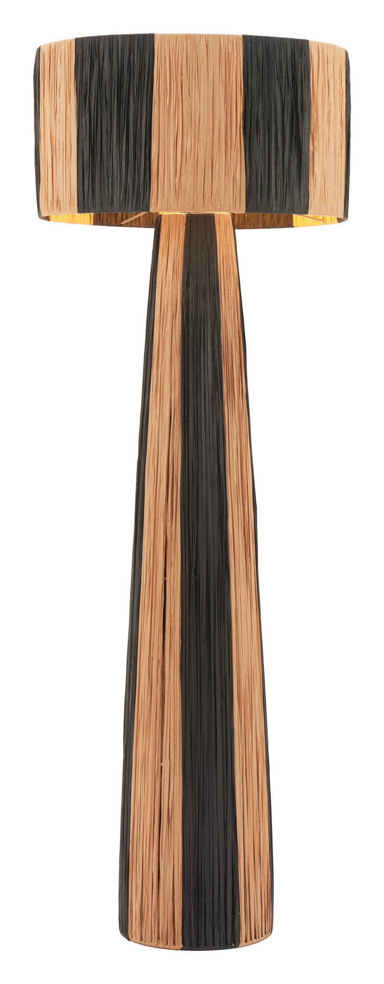 Black & Natural Striped Paper Floor Lamp
