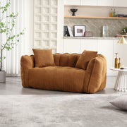 Channel-Tufted Boucle Loveseat Sofa — styled in a complete room vignette