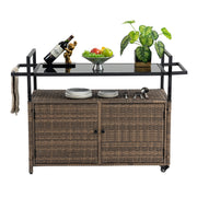 Woven Wicker Outdoor Bar Cart styled in an outdoor living space