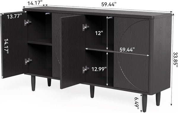 Reeded Circle-Door Wood-Grain Sideboard (view 4) | Roost & Roam