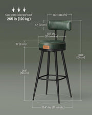Forest Green Faux Leather Bar Stools Set of 2