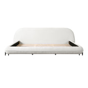 Curved Bouclé Upholstered California King Bed Frame