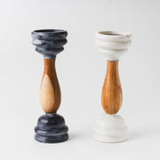 Marble and Wood Pillar Candleholder