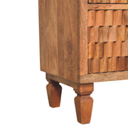 Carved Mango Wood Three-Drawer Chest