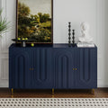 Blue Matte Lacquered 4-Door Sideboard Buffet