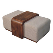 Boucle Upholstered Bench Duo with Wood Table