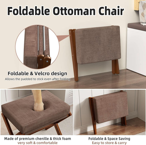 Folding X-Frame Upholstered Footstool – ottoman (view 4) | Roost & Roam