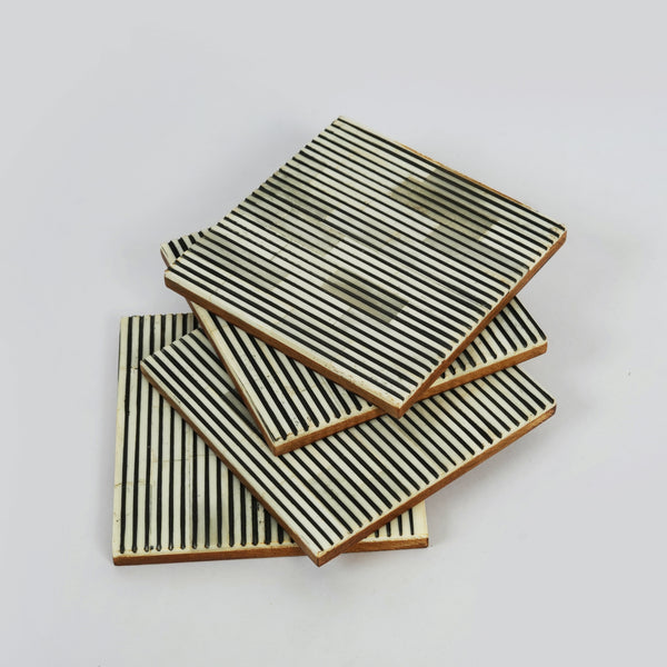 Pinstripe Inlay Resin Coaster Set