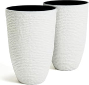 Ripple-Texture Resin Tall Planter Set