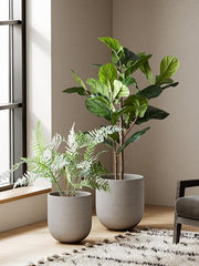 Sand-Texture Ceramic Cylinder Planter