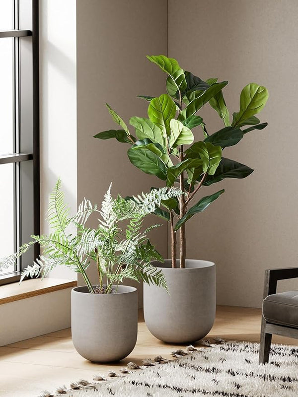 Sand-Texture Ceramic Cylinder Planter