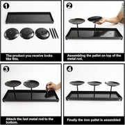 Triple Pillar Matte Black Candle Holder Tray