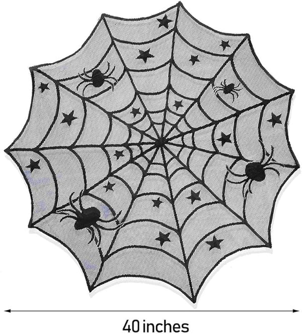 Black Lace Spider Web Table Topper