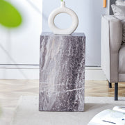 Marble-Print Block Side Table
