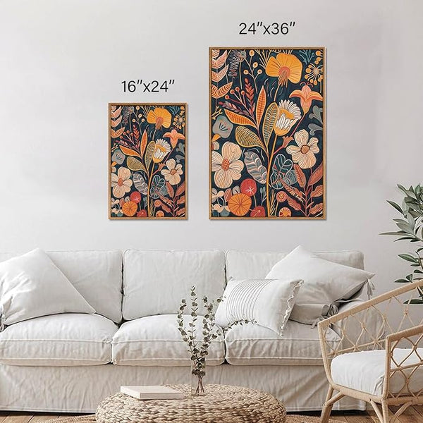 Burnt Orange Botanical Canvas Wall Art, Set of 3