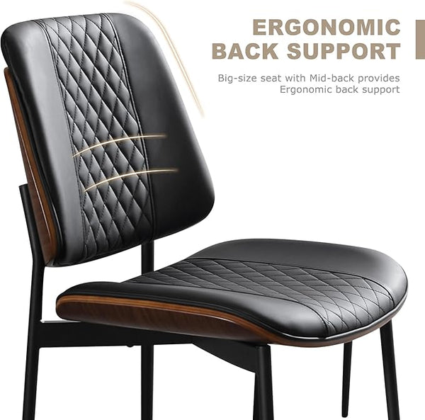 Black Faux Leather Bentwood Dining Chairs, Set of 2