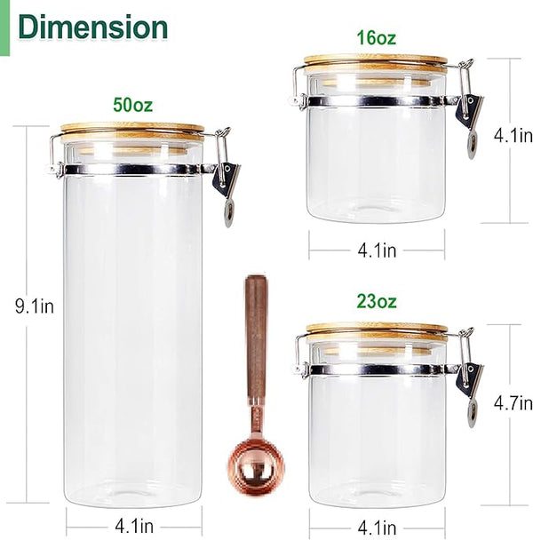 Borosilicate Glass Canister Set with Bamboo Lids