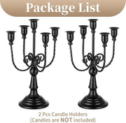 Five-Arm Matte Black Metal Candelabra Set