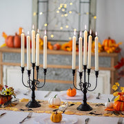 Five-Arm Matte Black Metal Candelabra Set