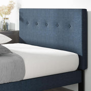 Navy Linen-Look Upholstered Platform Bed Frame