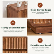 Fluted Walnut-Finish Three Drawer Dresser